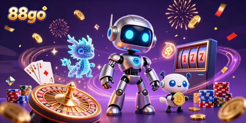 Experience vibrant wins with 88go featuring a futuristic gaming scene full of excitement and color.