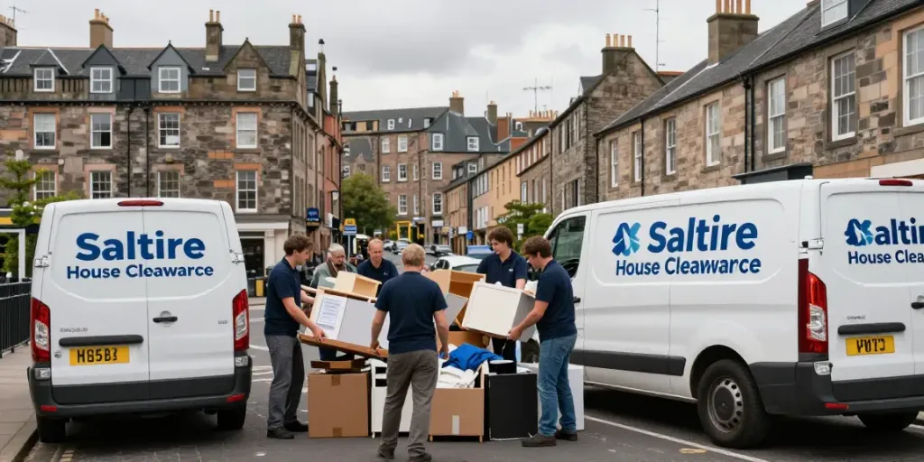 House Clearance Edinburgh services being performed with care in a residential area.