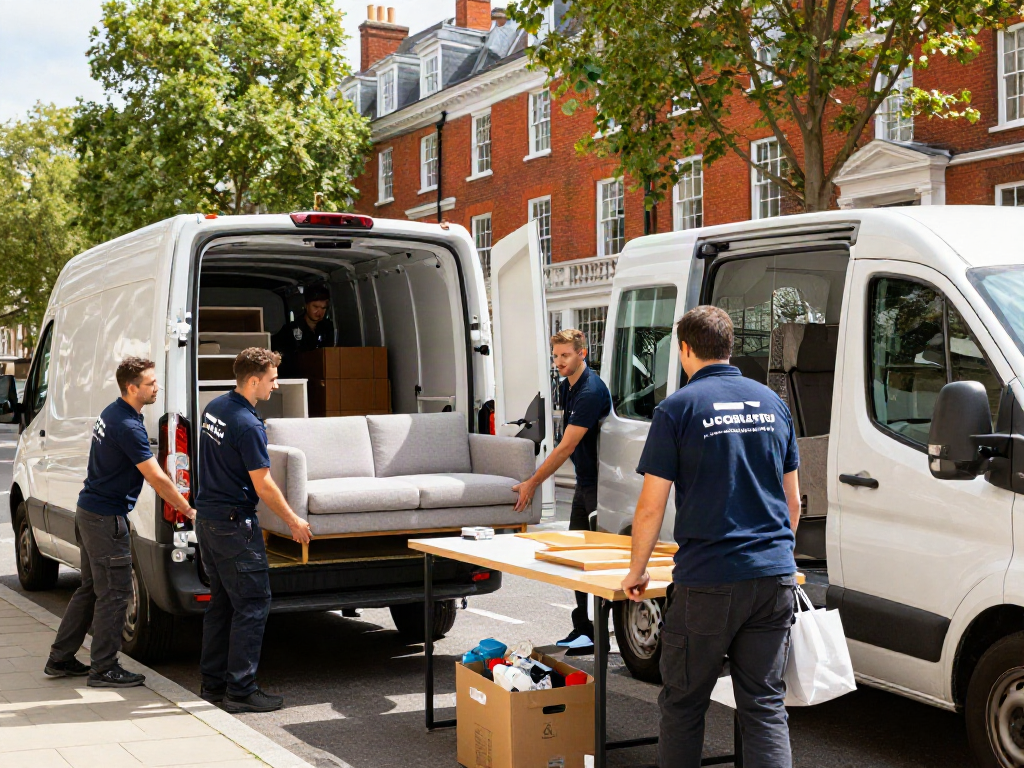 House movers London Furniture removals team loading furniture into a van in London.