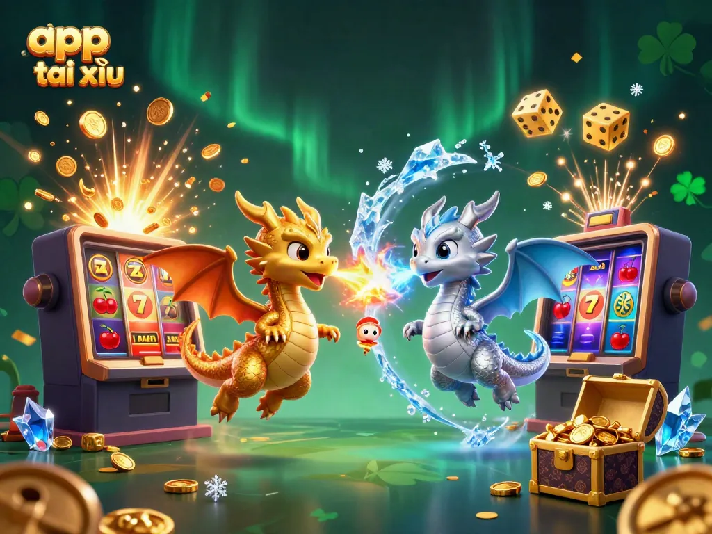 Experience the excitement of app tài xỉu in this vibrant 3D illustration with dynamic casino elements.