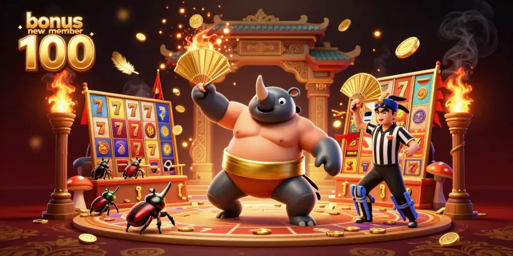Experience thrilling gameplay with the bonus new member 100 during an exciting casino event where characters engage in a vibrant gambling scene.