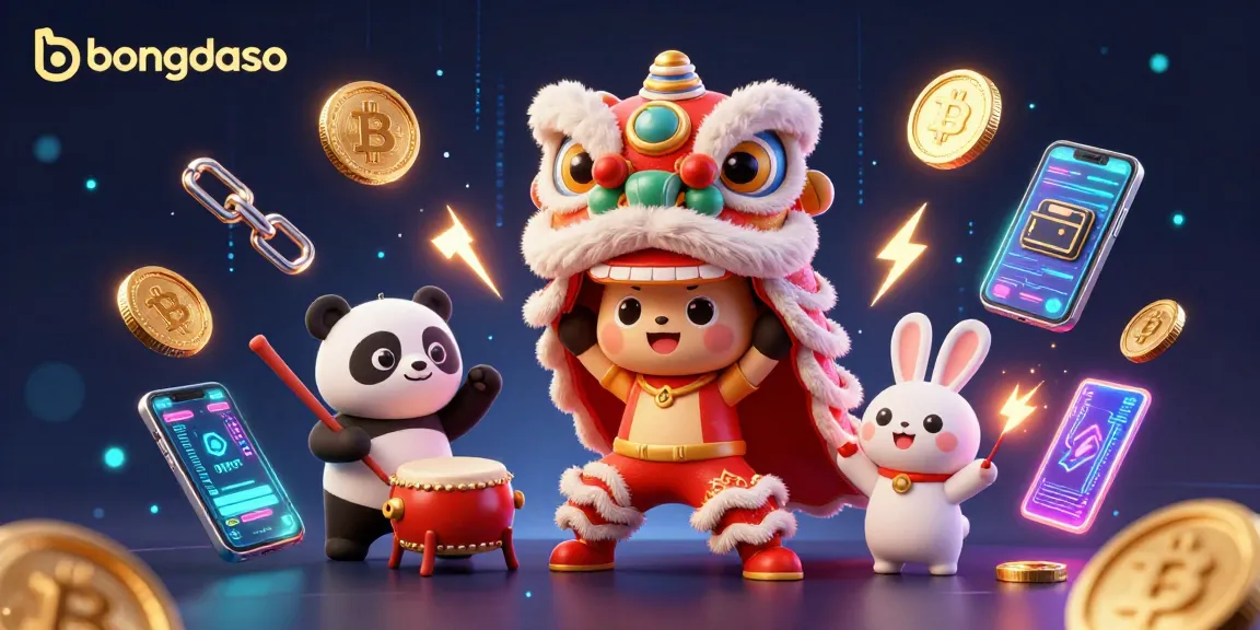 Engage in thrilling gameplay on bongdaso while enjoying a festive lion dance illustration.