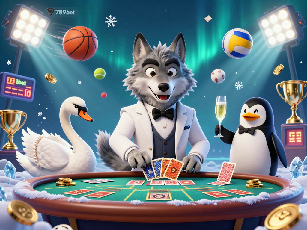 Experience thrilling action at 789bet with lively casino characters in a vibrant 3D scene featuring baccarat and sports elements.