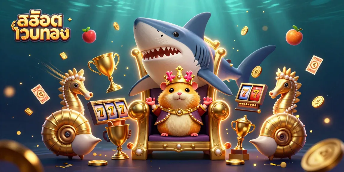 Engage with สล็อตเว็บตรง through a vibrant illustration of a golden hamster king in a dynamic casino setting.