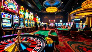Players immersed in thrilling casino games at 78win, showcasing slot machines and roulette excitement.