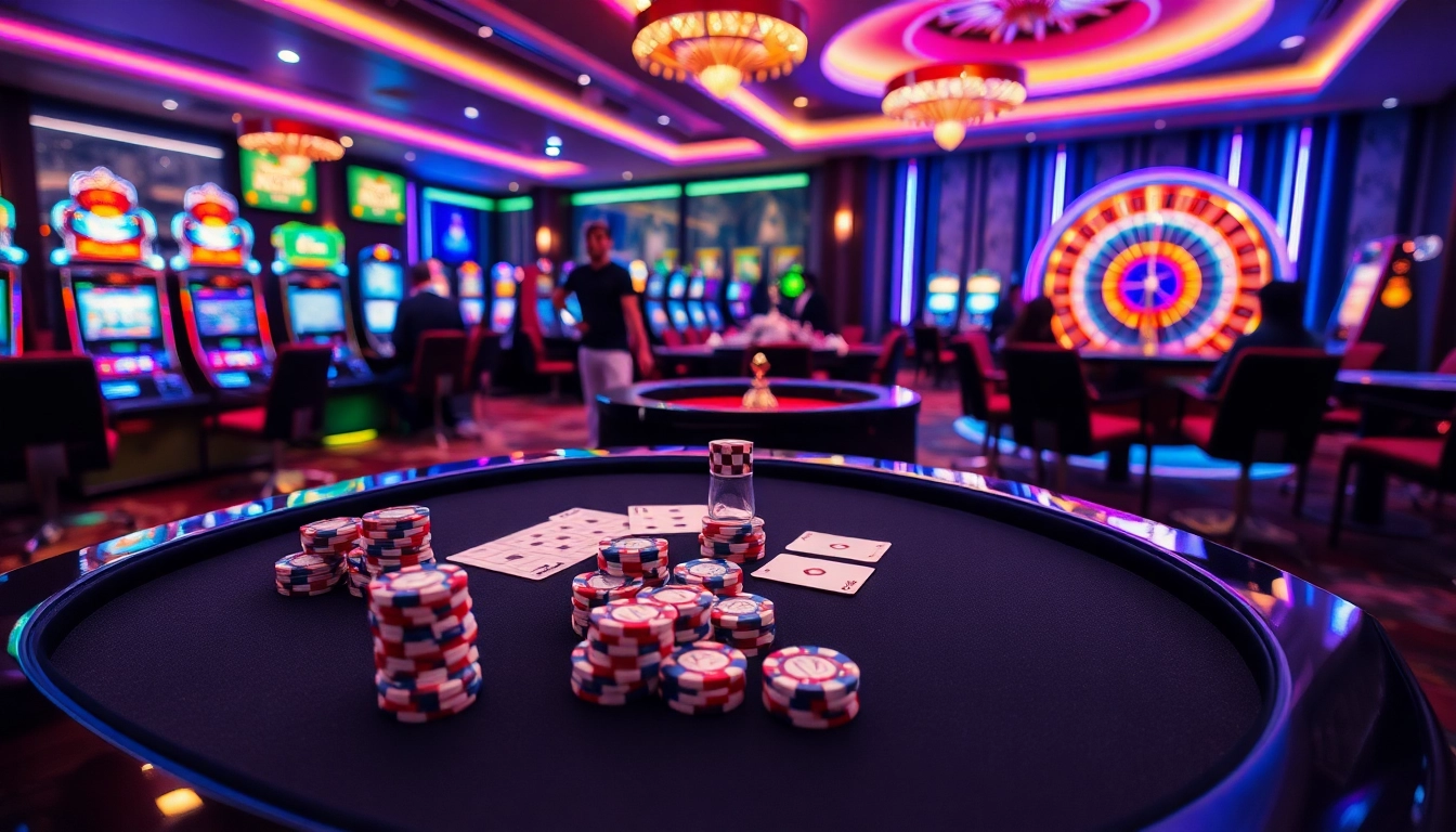 Experience the excitement of gambling at XX88 with sleek casino tables and vibrant slot machines.