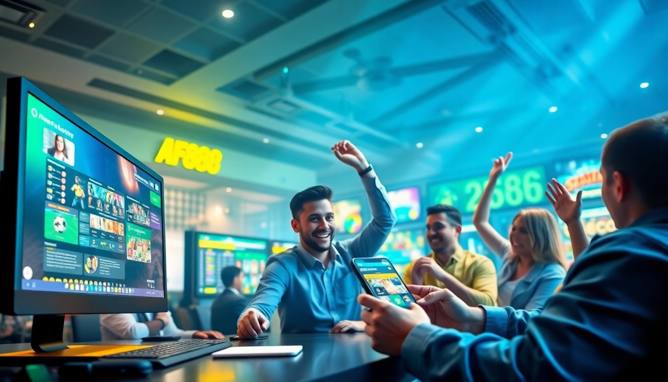 Exciting user interaction with AF88’s online gambling platform featuring sports betting and games.