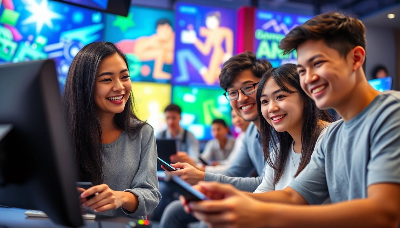 Engaged players enjoying the KJC AC online gaming experience with vibrant graphics.