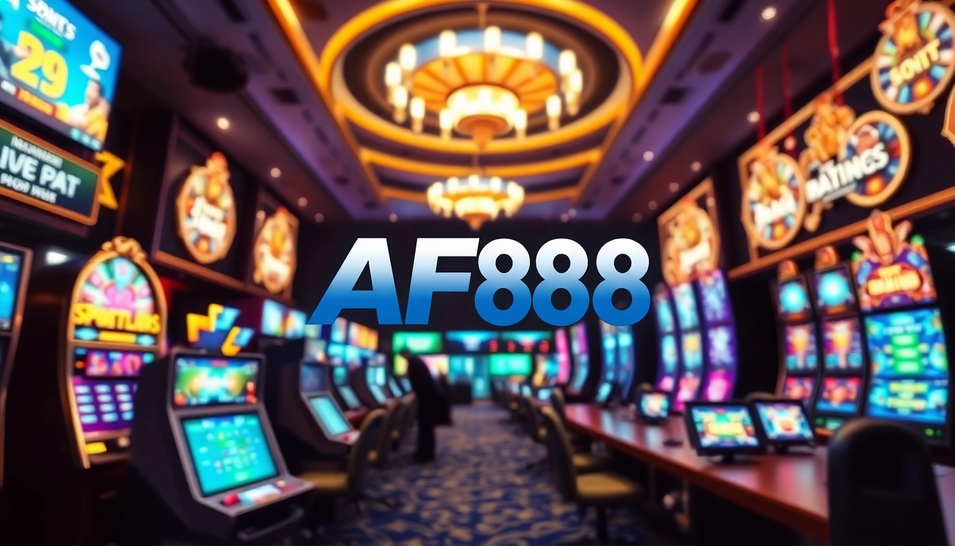 AF88 online gambling scene with sports betting and casino games in a vibrant atmosphere.
