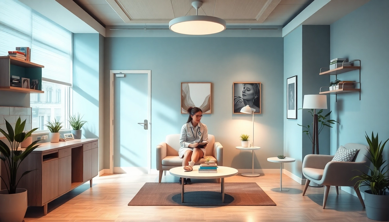 Experience the welcoming environment of 神野クリニック as staff assist a patient in a modern and serene consultation room.