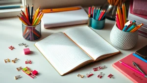 Explore vibrant stationery items, including colorful pens and notebooks, for enhanced creativity.