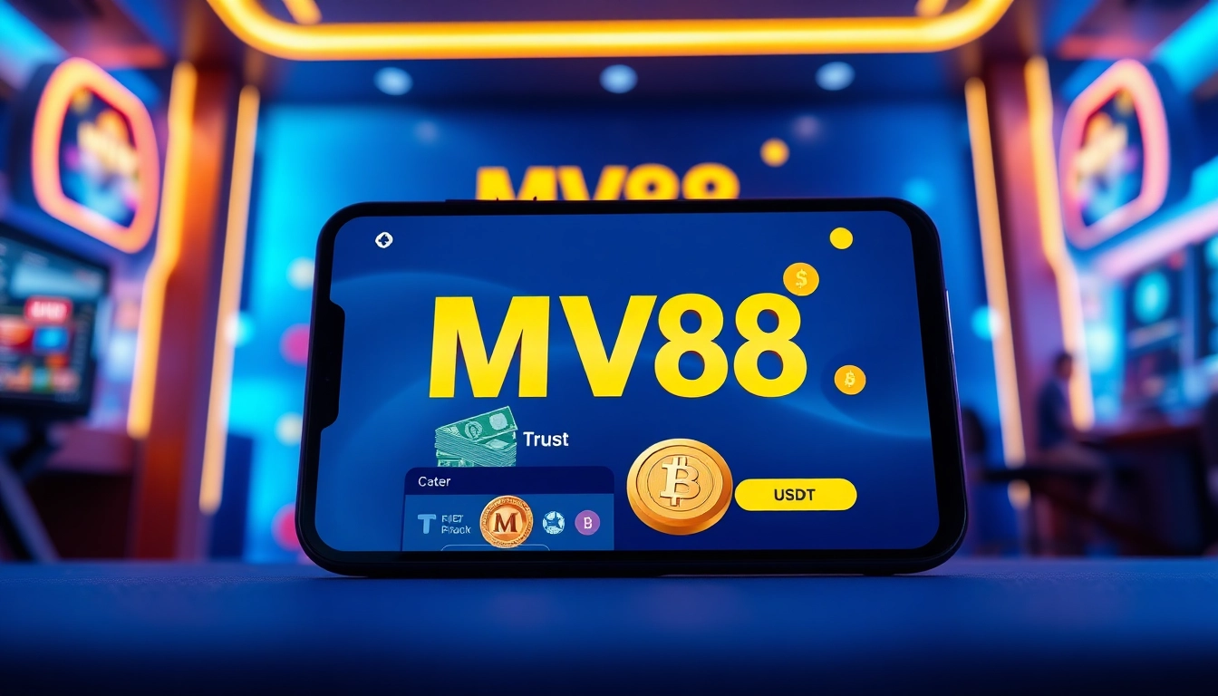 MV88 app interface showcasing secure USDT transactions for online gambling.