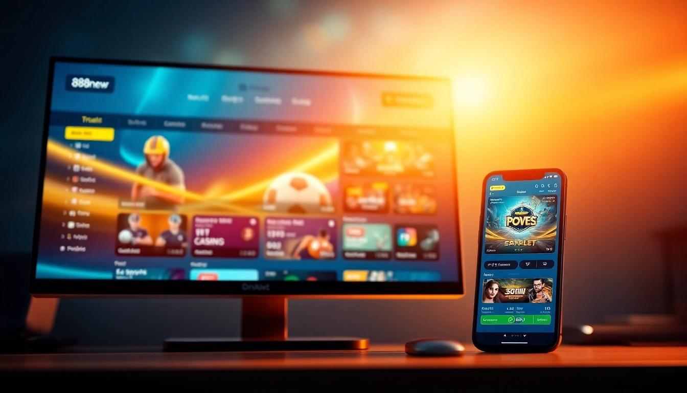 Interactive interface of 888new online betting platform featuring games and support.
