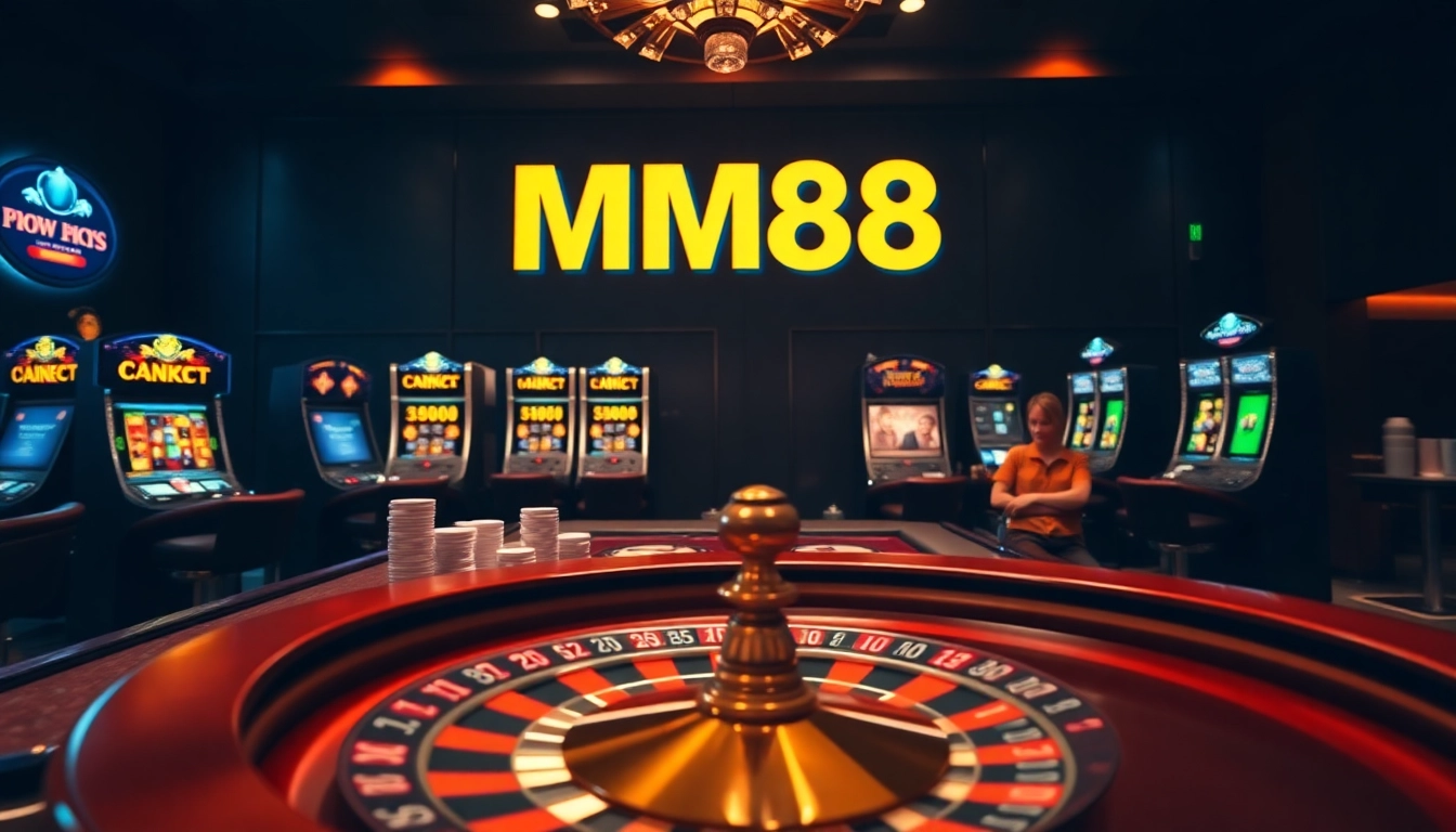 Exciting poker action at MM88 casino with chips, cards, and roulette for thrilling betting