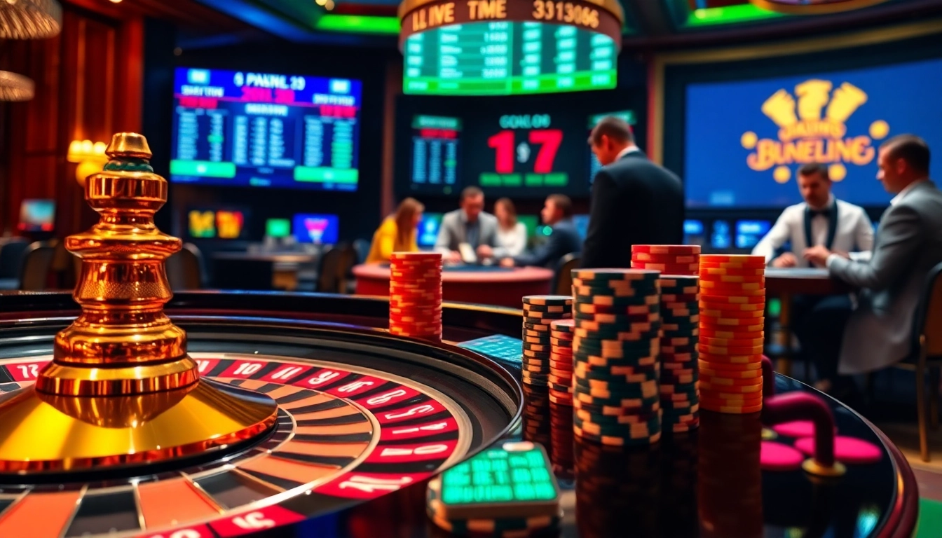 Experience high-stakes action at FIVE88’s luxurious casino tables with eager gamblers placing bets.