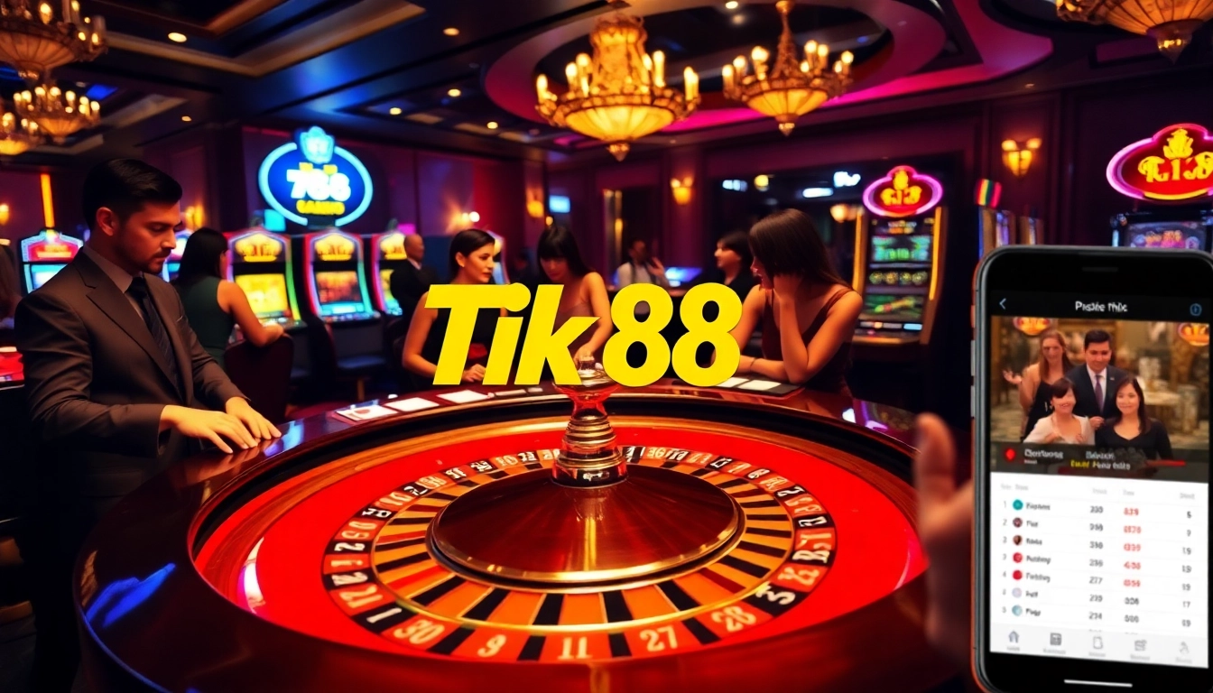 Người chơi hào hứng tham gia các trò chơi casino Tik 88 tại bàn roulette sang trọng.