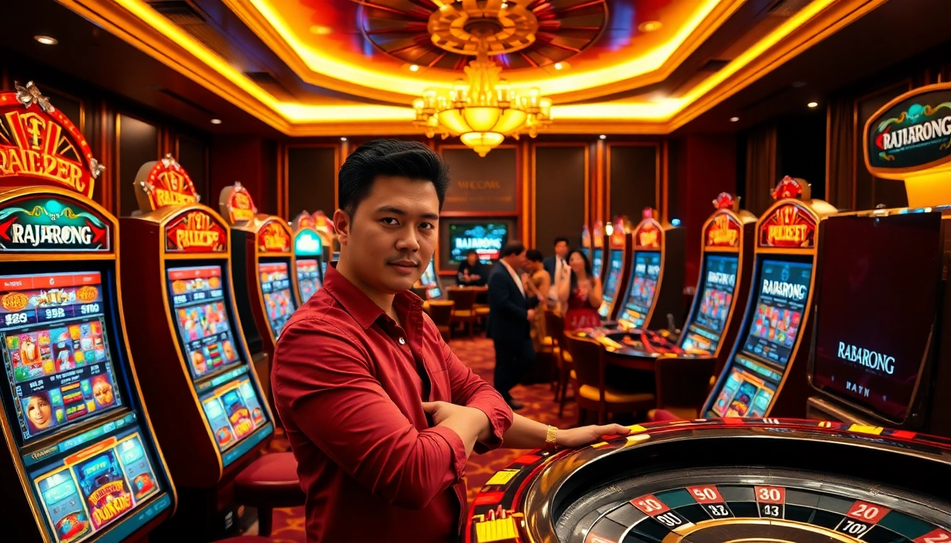 Experience thrilling gameplay with RAJABARONG's exciting slot machines and casino ambiance.