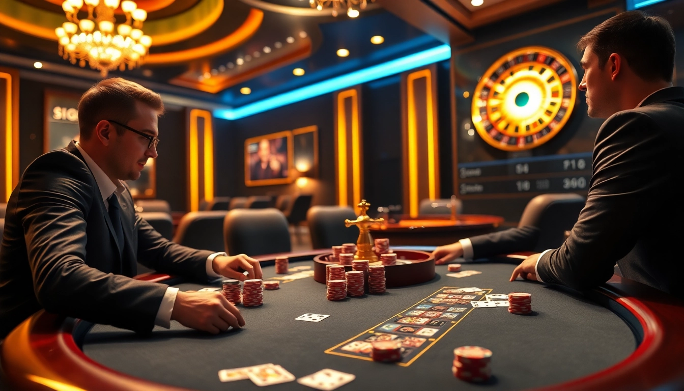 Experience high-stakes poker at a luxurious casino featuring a digital s8 betting interface.