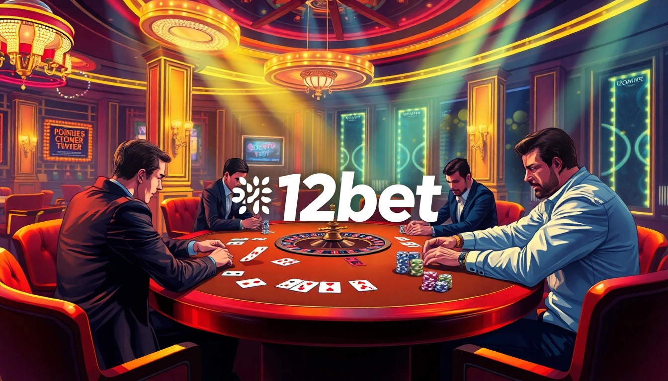 Experience the thrill of a live poker game at 12bet's vibrant casino scene.