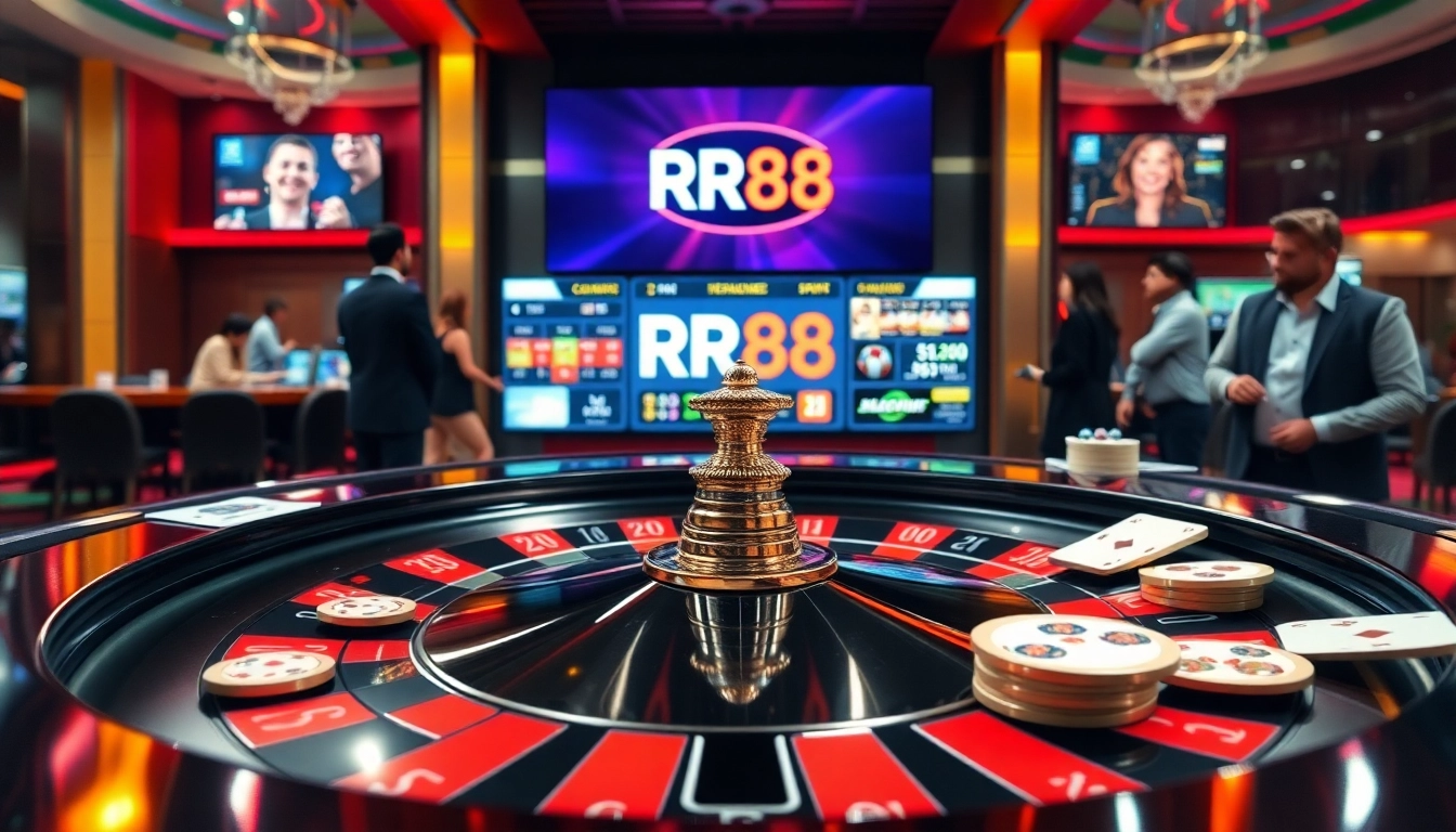 Experience high-stakes action at RR88 with players at roulette, showcasing vibrant casino dynamics.