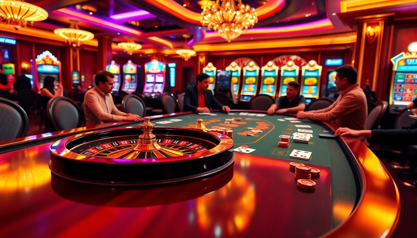 Players strategizing at a luxurious 888b online poker table with vibrant casino elements.