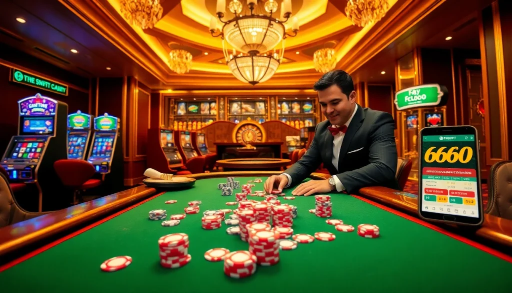 Experience the thrill of casino gaming with 6666bet Download, featuring vibrant poker scenes and high-stakes excitement.