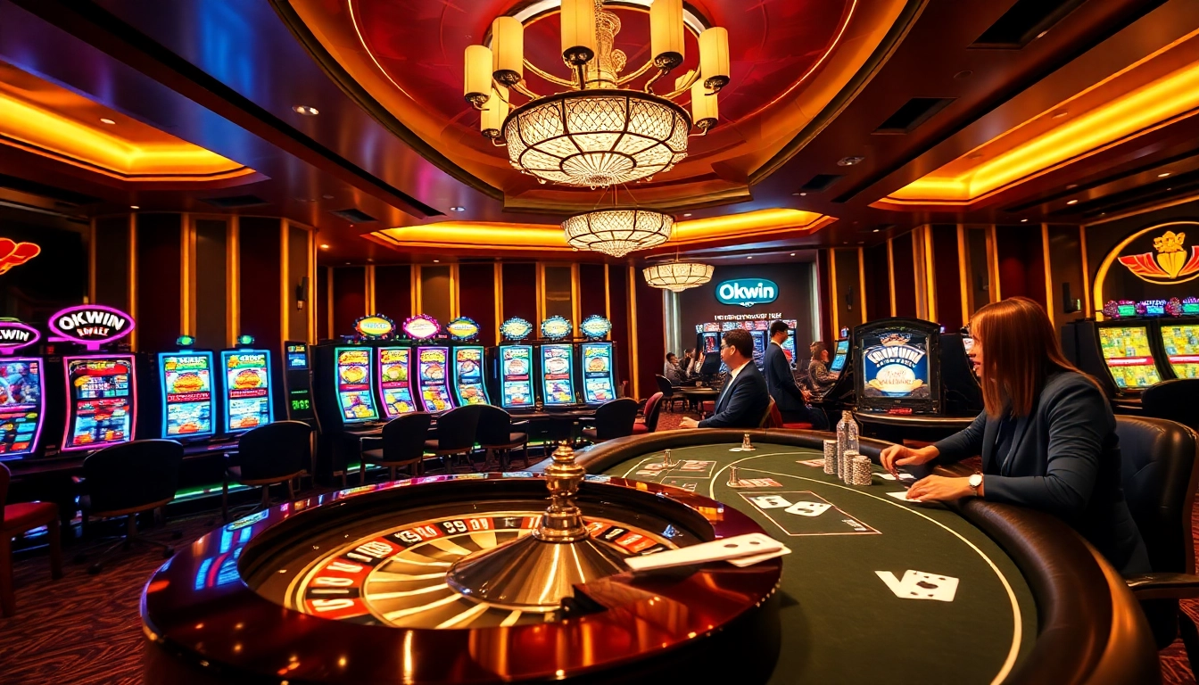 Experience excitement at Okwin's luxurious casino tables and vibrant slot machines.