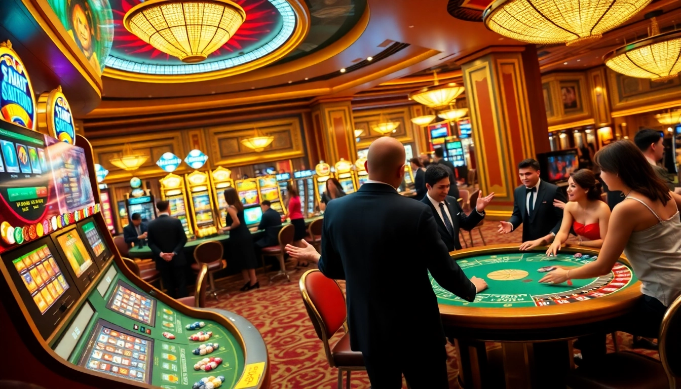 Experience Slot Gacor excitement at a luxurious casino with vibrant slot machines and engaging gameplay.