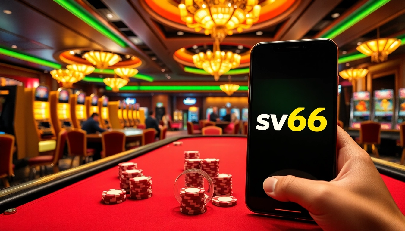 Experience the excitement of sv66 with dynamic casino games and engaging dealers at a luxury gaming table.