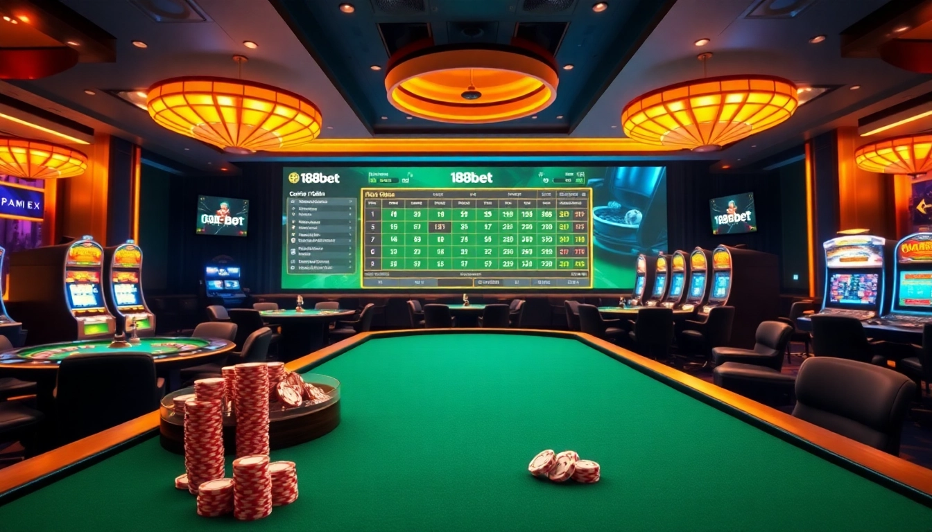 Players enjoying the vibrant atmosphere of 188bet casino with engaging games and betting options.