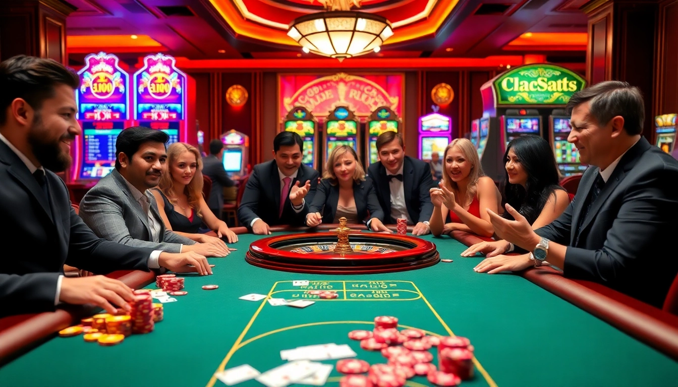 Engaging in games at a nhà cái uy tín casino, with players betting enthusiastically at a roulette table.