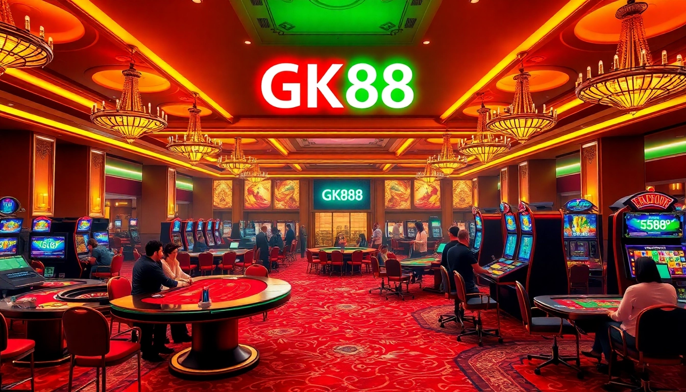 Gamble with strategy at GK88 casino, featuring an exciting table game scene.
