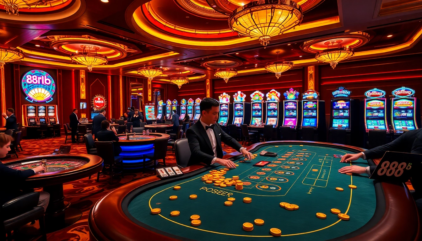 Experience the thrill of betting at 888b with luxurious poker tables and vibrant casino gaming.