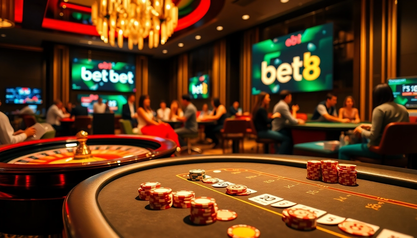 Experience the thrill of betting at a luxurious casino featuring bet 88 and engaging gamblers.