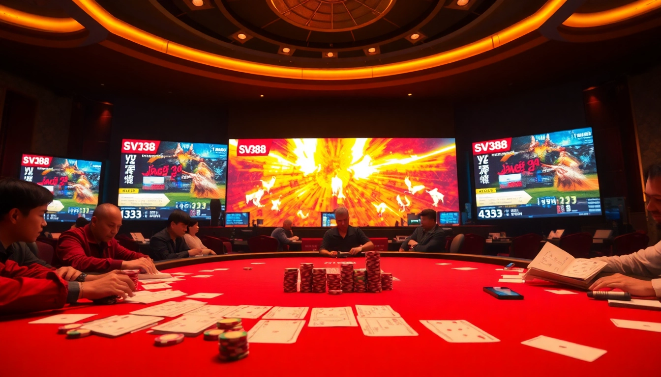 Experience sv388 đá gà in an exciting and vibrant casino atmosphere with live match displays.