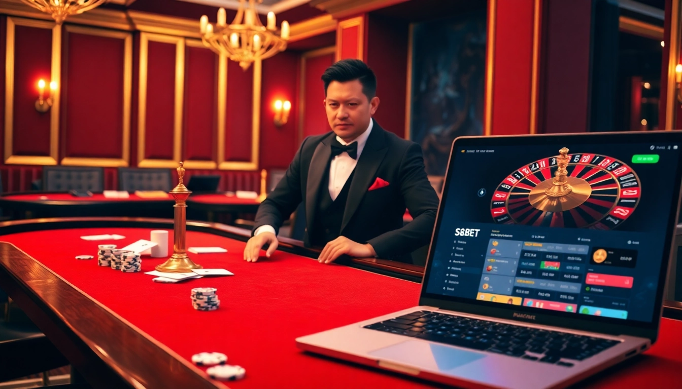 S8 players engaging in an exciting game of poker and roulette in a luxurious casino atmosphere.