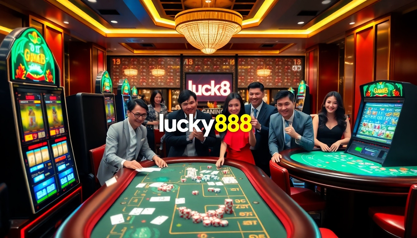Engaging players at luxury casino tables showcasing lucky88 betting action.