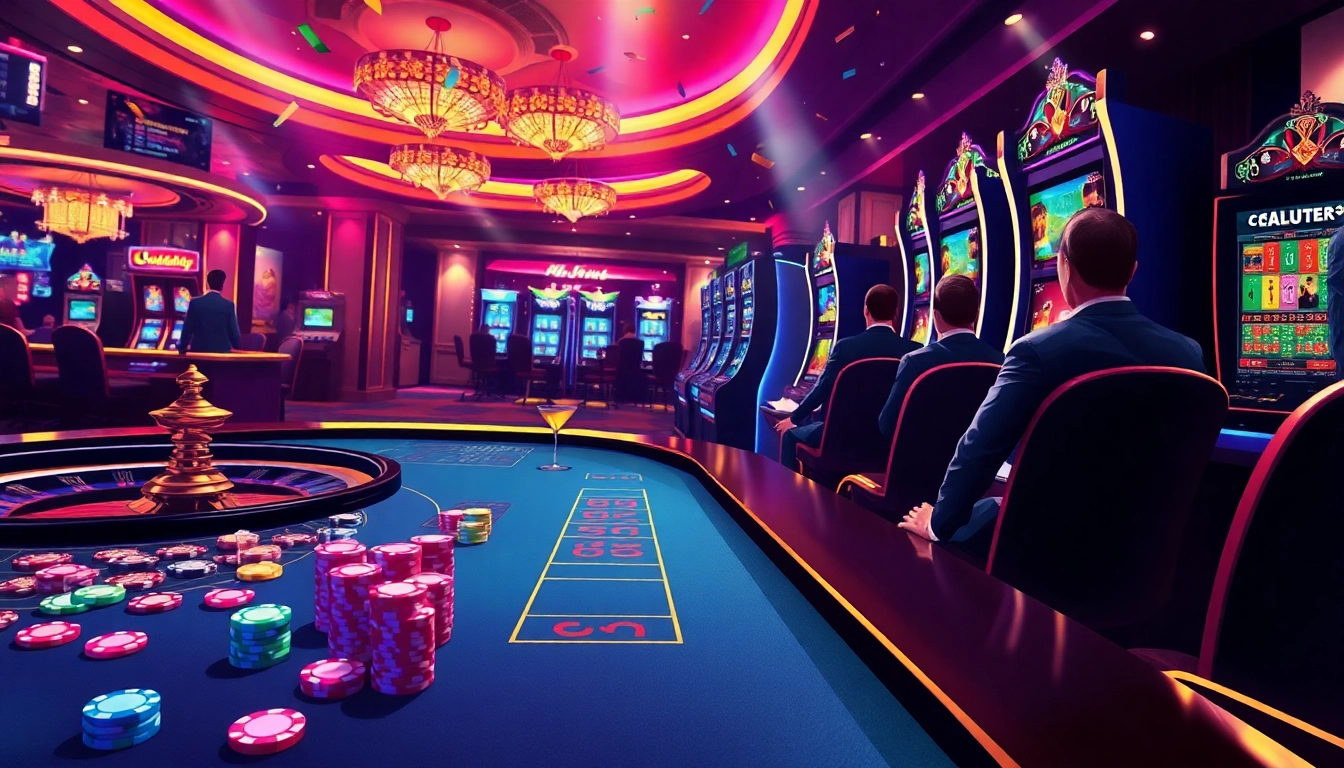 Players enjoying game f168 at a vibrant casino table with roulette and poker chips.