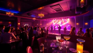 Vibrant nightlife at Club Noir, the premier night club sxm, showcasing lively patrons and elegant ambiance.