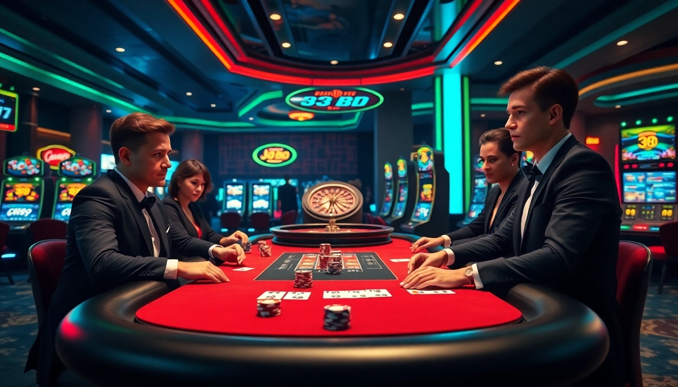 Experience high-stakes thrills at 33BD casino with an exciting poker game in progress.