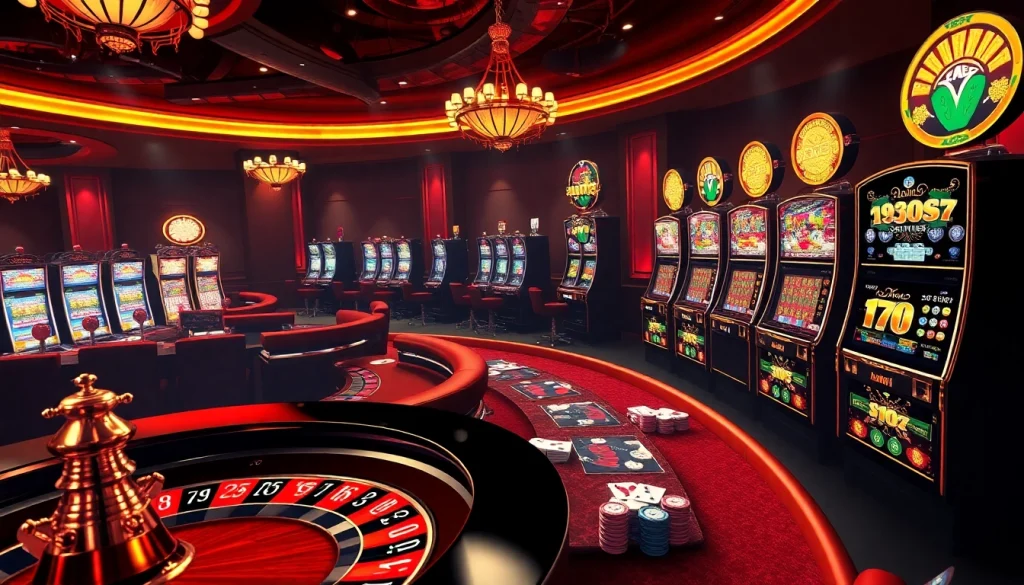 Experience thrilling gameplay at urr88.com with luxurious casino tables, chips, and vibrant slot machines.