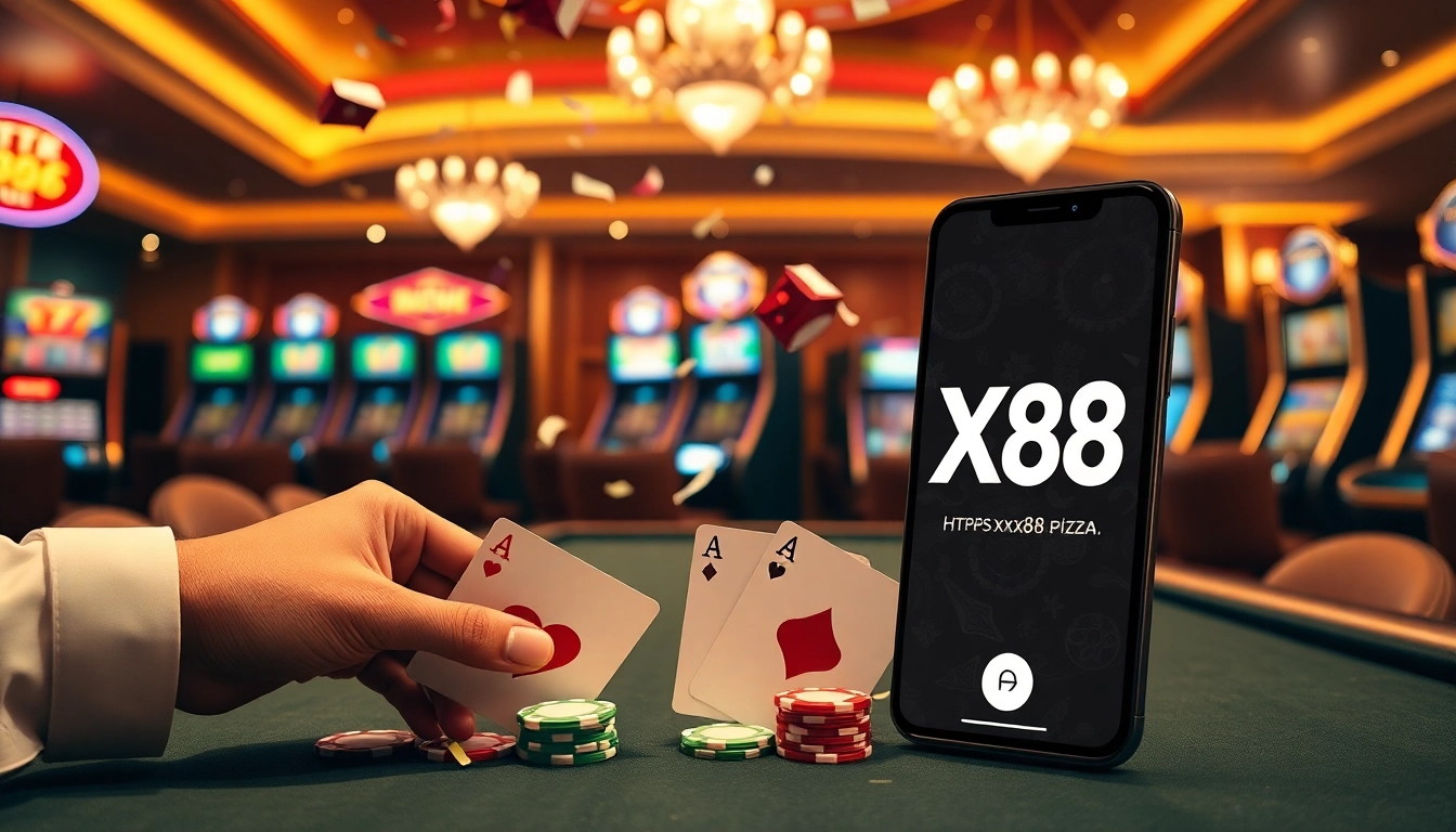 Winning at the poker table with chips and cards at https://xx88.pizza/ Casino excitement captured.