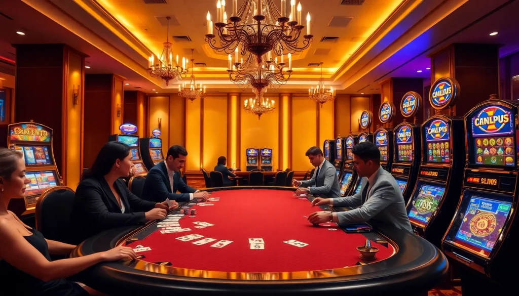 Excited players enjoying a game at God345 casino, showcasing poker chips and a vibrant atmosphere.