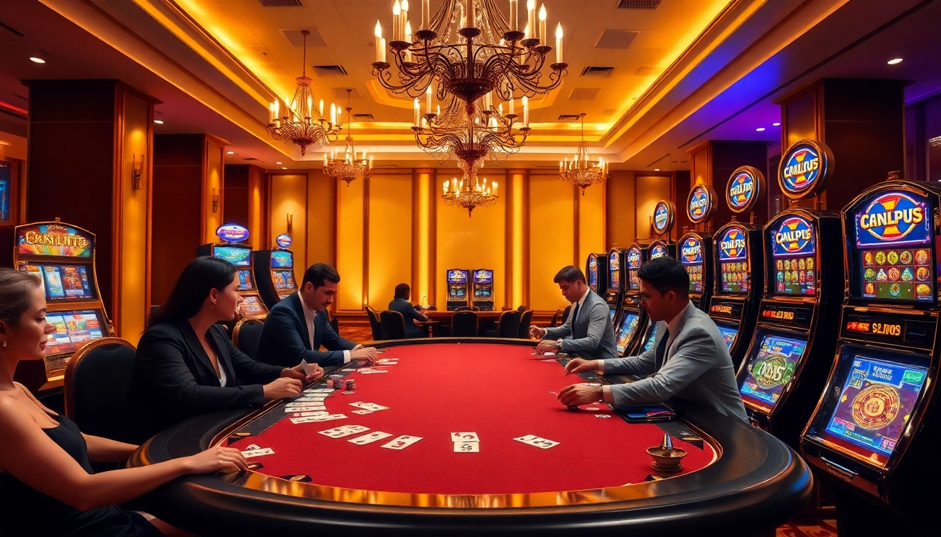 Excited players enjoying a game at God345 casino, showcasing poker chips and a vibrant atmosphere.