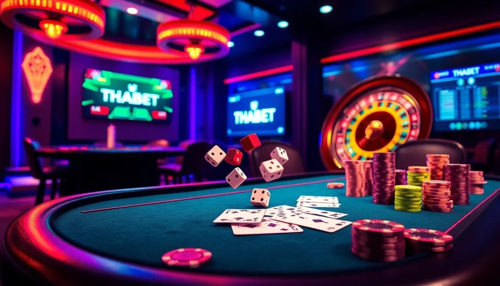 Experience the thrill of THABET with vibrant casino visuals and exciting gameplay elements.