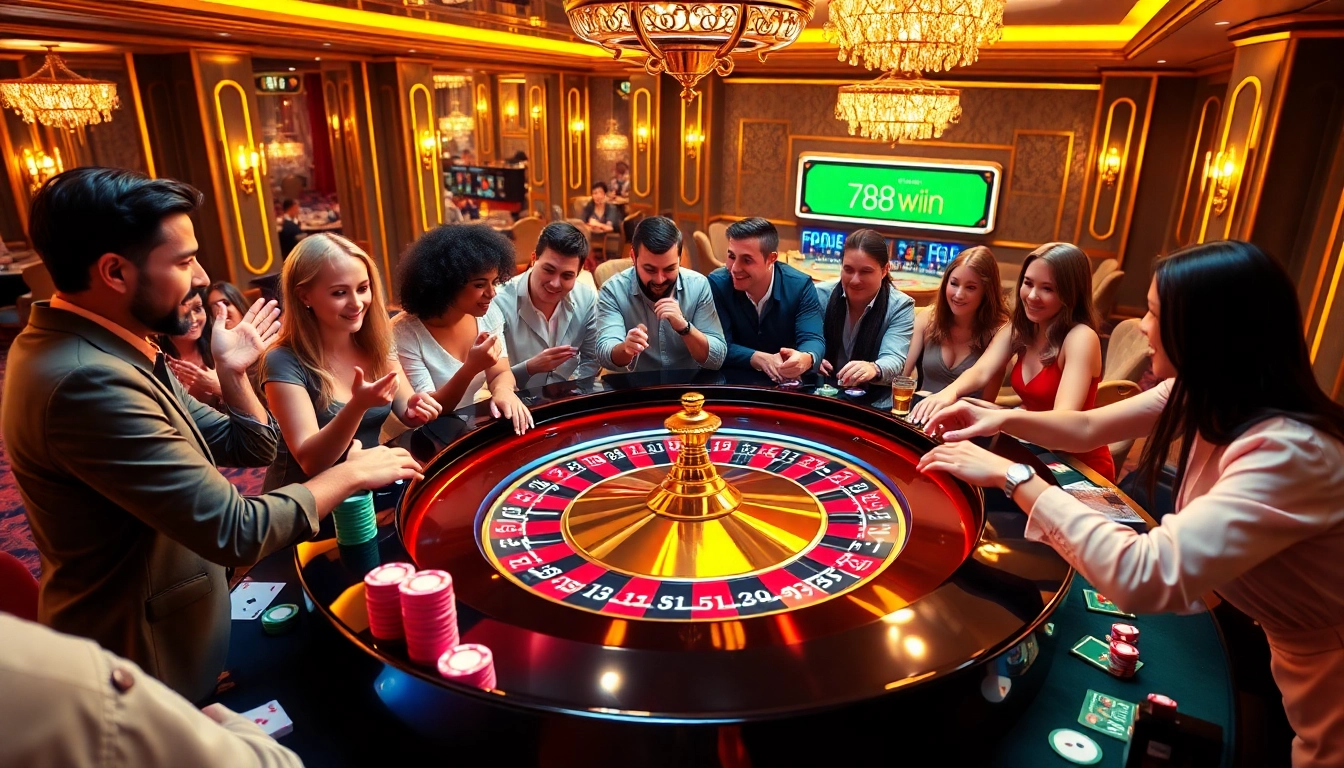 Engage with the excitement of 789 win at the vibrant roulette table in a luxurious casino atmosphere.