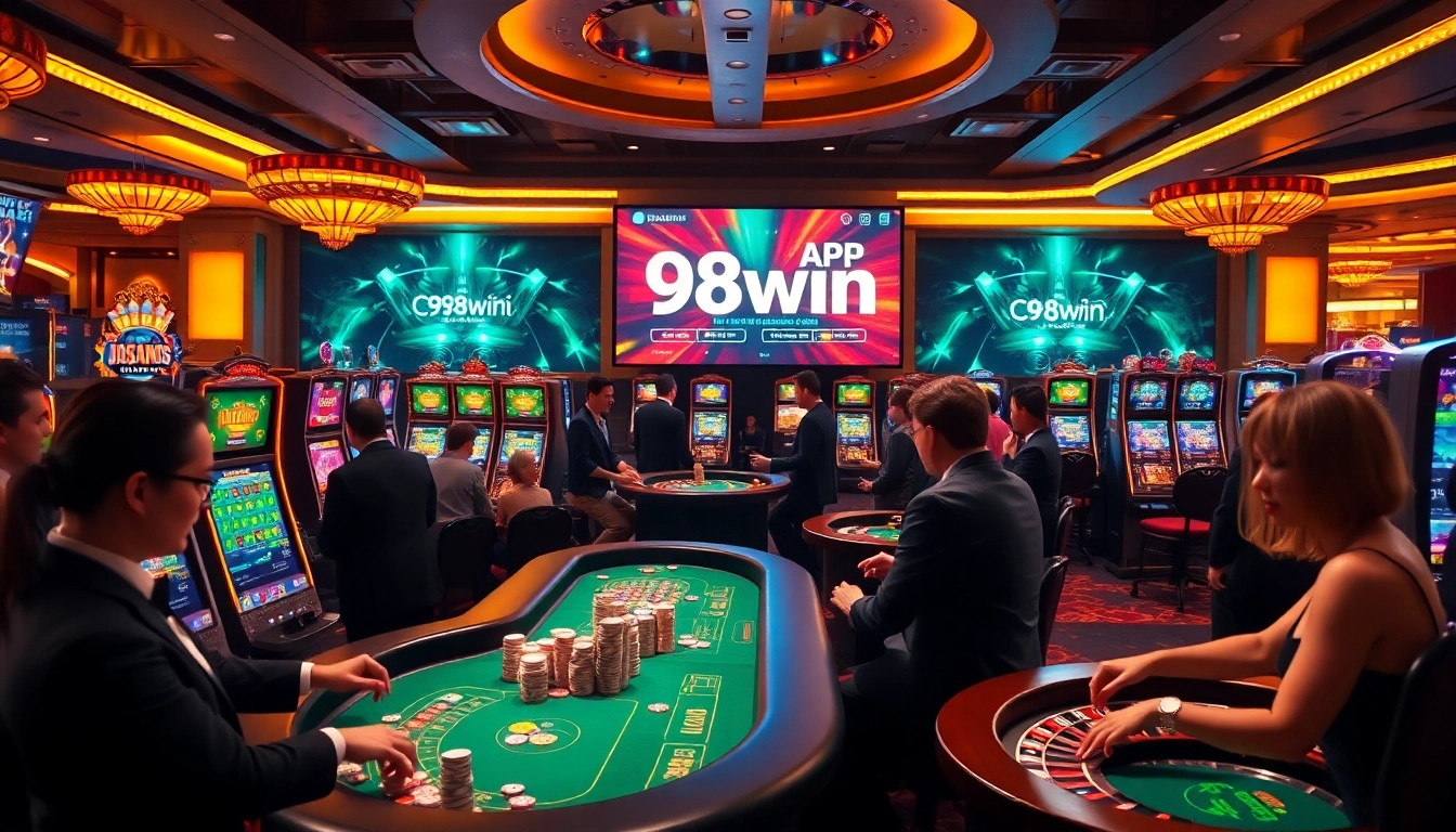 Experience the thrills of gambling with the app 98win in a luxurious casino environment.