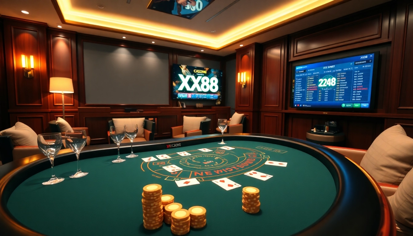 Engage in thrilling baccarat gameplay at XX88 with luxurious casino visuals.
