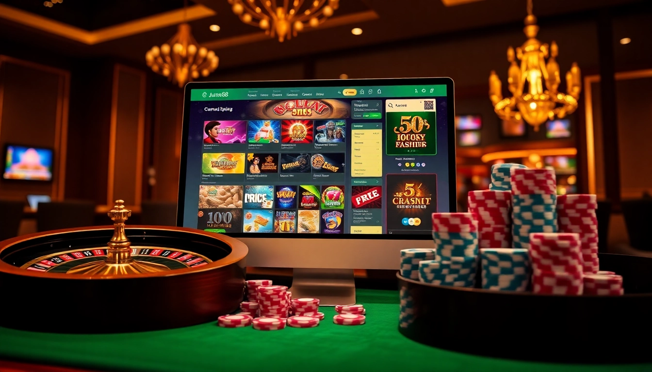 Engaging online gambling experience at Jun88 showcasing baccarat and vibrant poker chips.