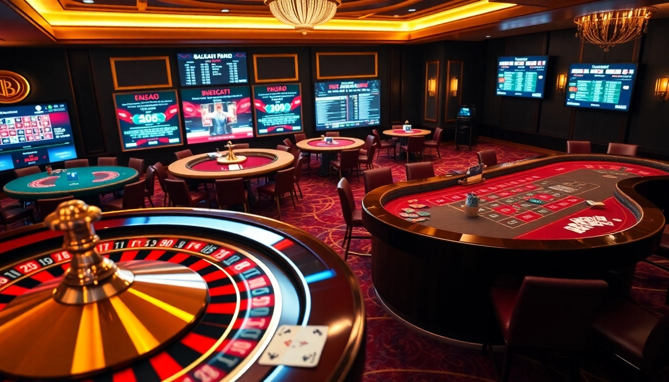 Engaging gamblers at a luxurious casino with live odds from https://nhandinhkeonhacai.news/ in the background.
